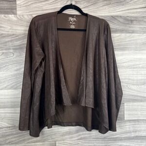 Rock 47 by Wrangler Jacket Women's Small Brown Faux Snake Cardigan Open‎ Front